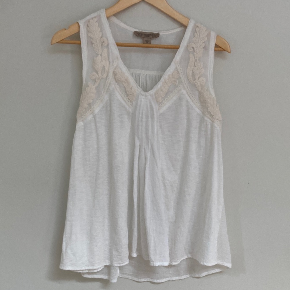 Vintage America White Lace Detail Tank Top Size M